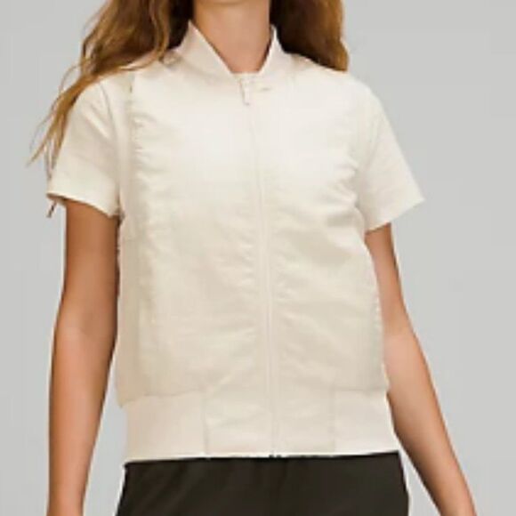 NWT Lululemon Non Stop Bomber Vest WHITE OPAL Reversible Size 6  Cream Off White - Picture 2 of 7